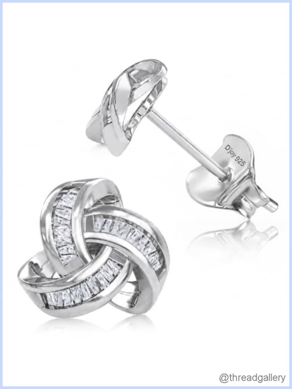 Sterling Silver Diamond Love Knot Stud Earrings Fine Jewelry Gift